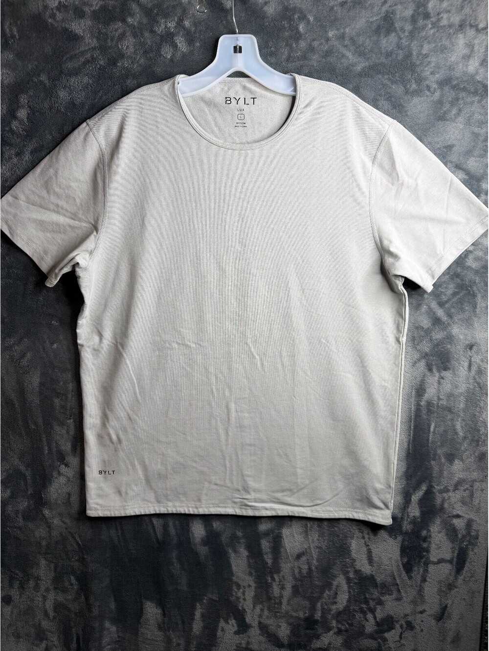 BYLT Drop Cut Lux Short Sleeve Curved Hem Gray Mens T-shirt Sz Large